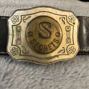 Rare Authentic leather heavy metal buckle western belt